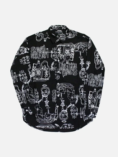 DOODLE PATTERN SHIRT-BLACK