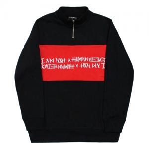BASIC LOGO PULL OVER SWEAT SHIRTS-BLACK/RED