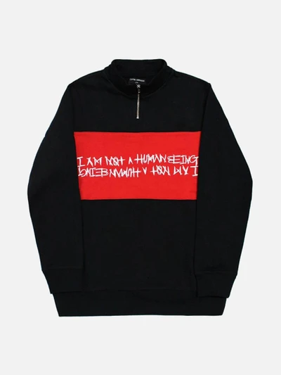 BASIC LOGO PULL OVER SWEAT SHIRTS-BLACK/RED