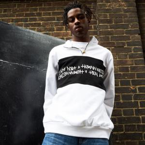 BASIC LOGO PULL OVER SWEAT SHIRTS-WHITE/BLACK