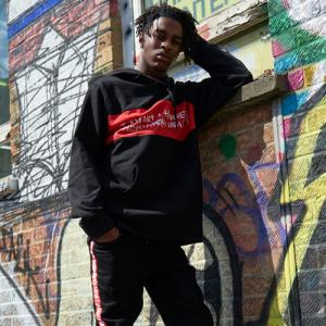 BASIC LOGO FLAG LOGO HOODIE-BLACK/RED