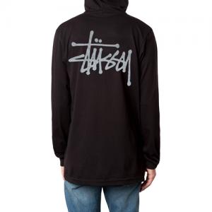 BASIC STUSSY LS HOOD TEE-BLK