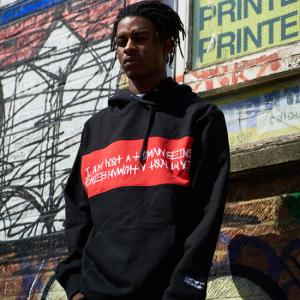 [17FW] BASIC LOGO FLAG LOGO HOODIE - BLACK/RED