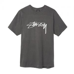 SMOOTH STOCK PIG. DYED TEE-BLK(wht)