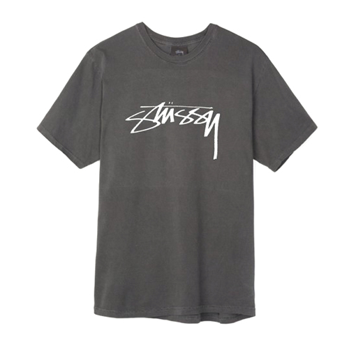 SMOOTH STOCK PIG. DYED TEE-BLK(wht)
