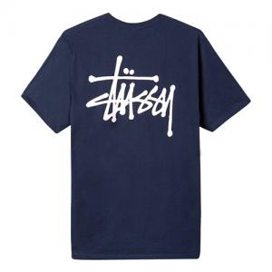 BASIC STUSSY TEE-NAVY(wht)