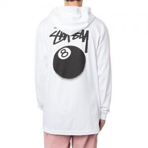 8 BALL STIPPLE LS HOOD TEE-WHITE