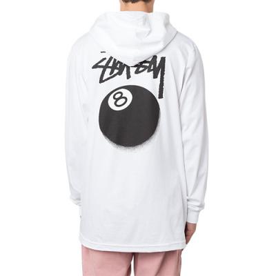 8 BALL STIPPLE LS HOOD TEE-WHITE