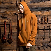 BASIC PULLOVER HOODIE-ORANGE BROWN