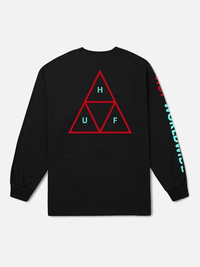 TRIPLE TRIANGLE LS TEE-BLK(red)
