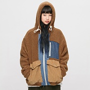 Heavy Fleece Mixed Parka_Brown