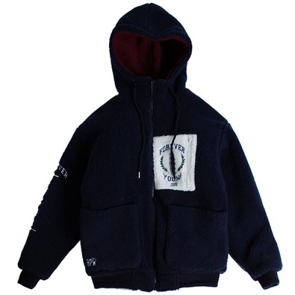 [ROMANTIC CROWN] HEAVY FLEECE HOOD ZIP UP_NAVY
