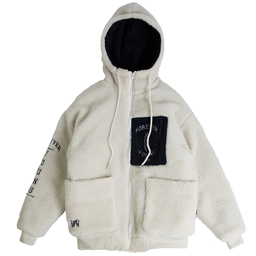 [ROMANTIC CROWN] HEAVY FLEECE HOOD ZIP UP_BEIGE