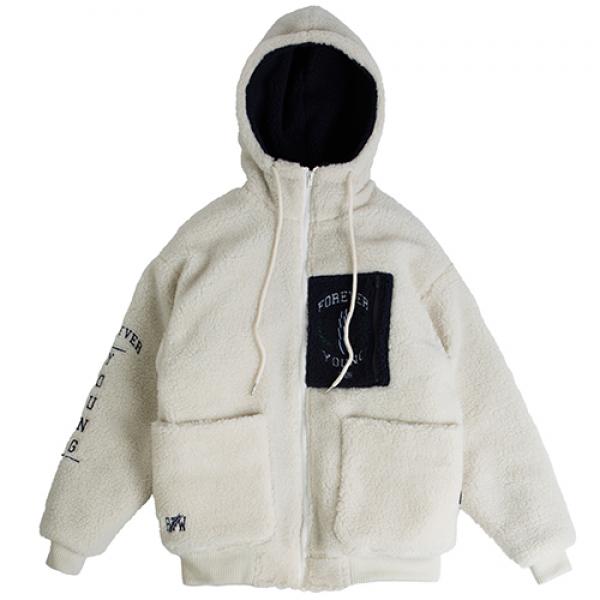 [ROMANTIC CROWN] HEAVY FLEECE HOOD ZIP UP_BEIGE