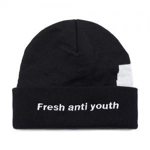 [FRESH ANTI YOUTH] LOGO BEANIE-BLACK/YELLOW