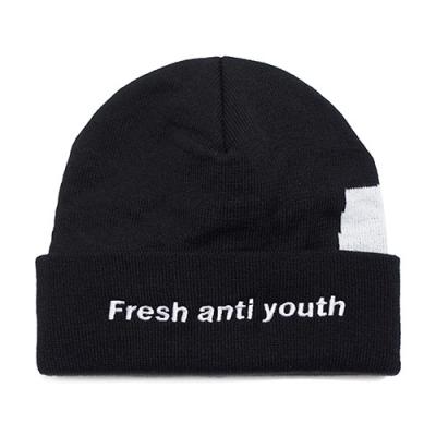 [FRESH ANTI YOUTH] LOGO BEANIE-BLACK/YELLOW