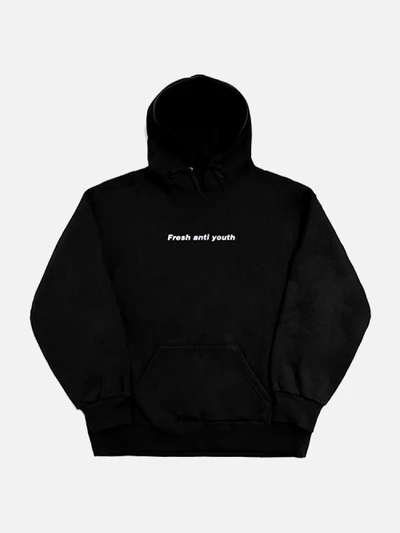 [FRESH ANTI YOUTH] LOGO HOOD SWEATER-BLACK