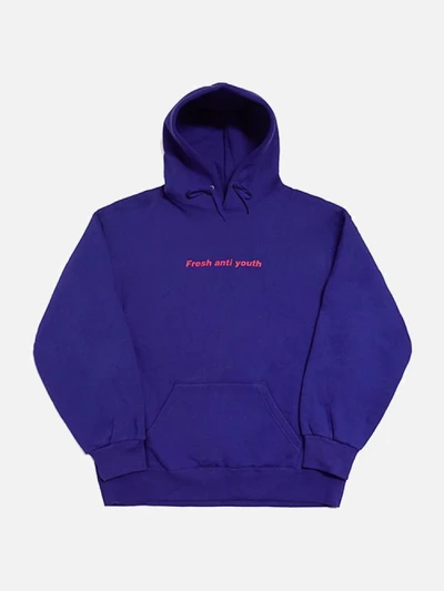 [FRESH ANTI YOUTH] LOGO HOOD SWEATER-BLUE