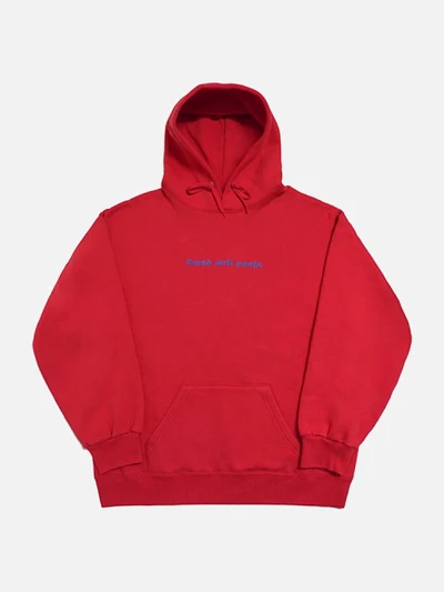 [FRESH ANTI YOUTH] LOGO HOOD SWEATER-RED