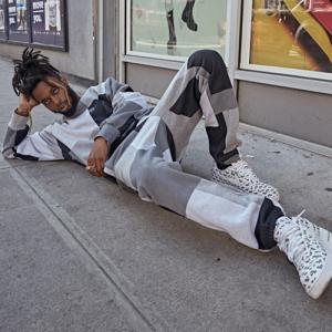 PATCH WORK SWEAT PANT - ACHROMATIC COLOR