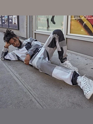 PATCH WORK SWEAT PANT - ACHROMATIC COLOR