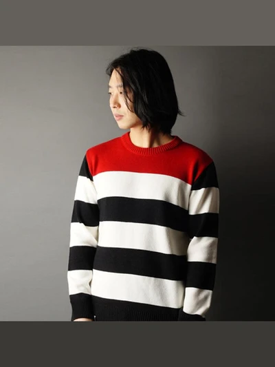 [WHYWORKS] STRIPE KNIT-RED