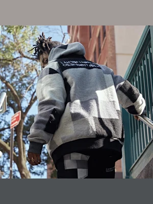 PATCH WORK STADIUM JACKET-ACHROMATIC COLOR