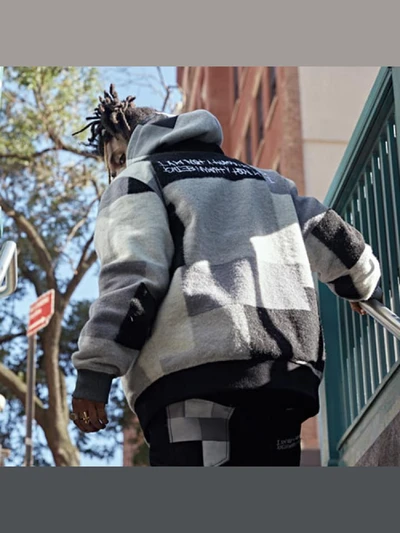 PATCH WORK STADIUM JACKET-ACHROMATIC COLOR