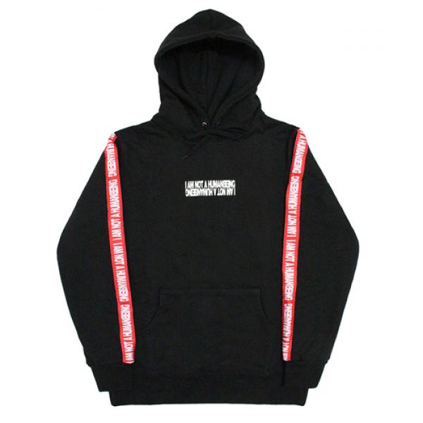 BASIC LOGO TAPE HOODIE - BLACK/RED
