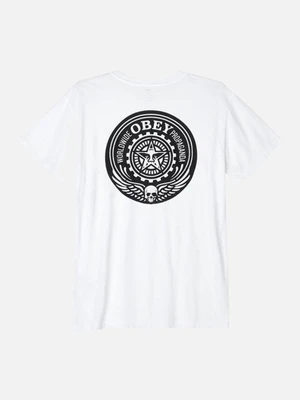 (163081682)OBEY SKULL AND WINGS TEE-WHT