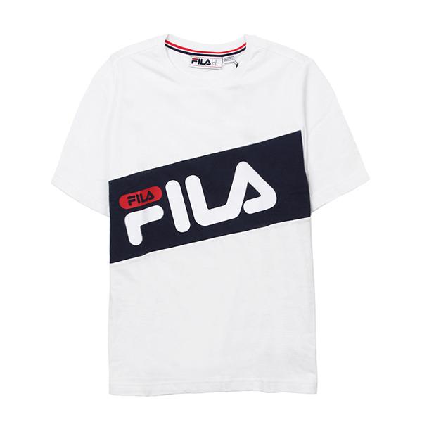 FILA DIAGONAL TEE-WHT/NVY/RED