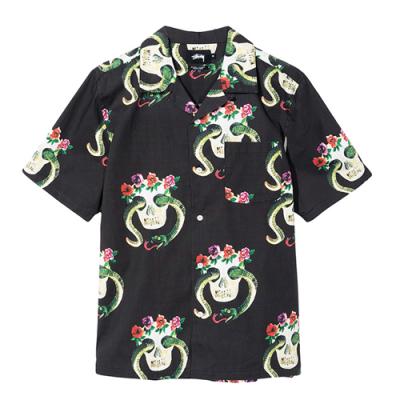 SKULL PATTERN SHIRT-BLK