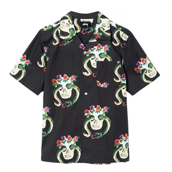 SKULL PATTERN SHIRT-BLK