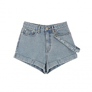 LANYARD POINT DENIM SHORTS-LIGHT BLUE