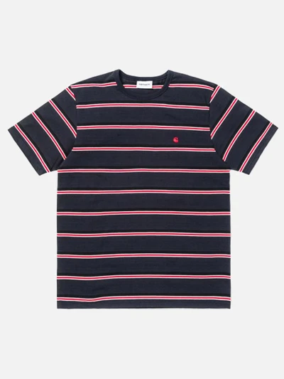 (I024815)S/S HILL T-SHIRT-HILL STRIPE, DARK NAVY/GOJI