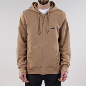 BASIC STUSSY ZIP HOOD-LIGHT BROWN