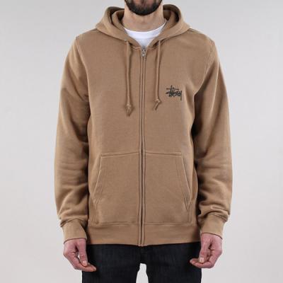 BASIC STUSSY ZIP HOOD-LIGHT BROWN