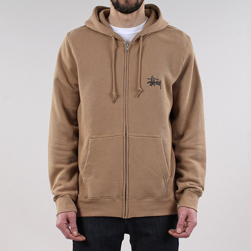BASIC STUSSY ZIP HOOD-LIGHT BROWN