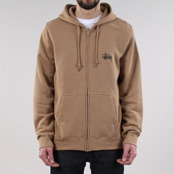 BASIC STUSSY ZIP HOOD-LIGHT BROWN