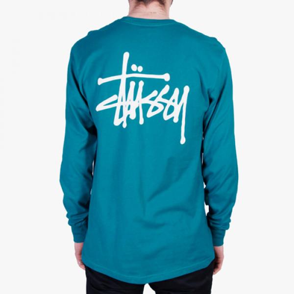 BASIC STUSSY LS TEE-D TEAL