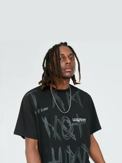 OVERLAP LOGO T-SHIRT-BLACK