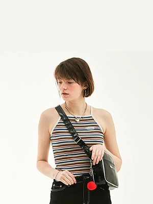 CIRCLE LOGO HALTER NECK HS [RAINBOW]