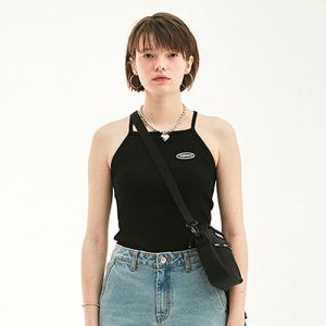 CIRCLE LOGO HALTER NECK HS [BLACK]