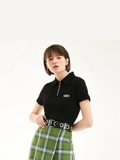HALF ZIPUP T-SHIRT HS [BLACK]