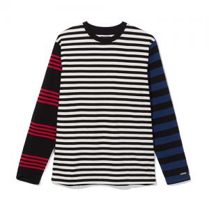 CHAOS STRIPE LS CREW-BLACK