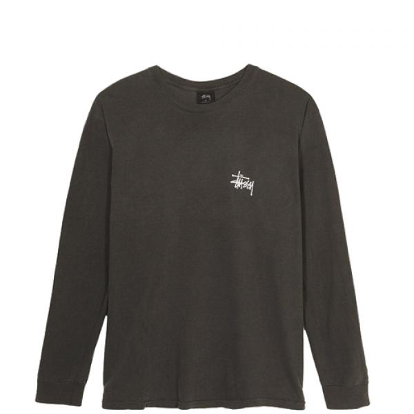 BASIC STUSSY PIG. DYED LS TEE-BLACK