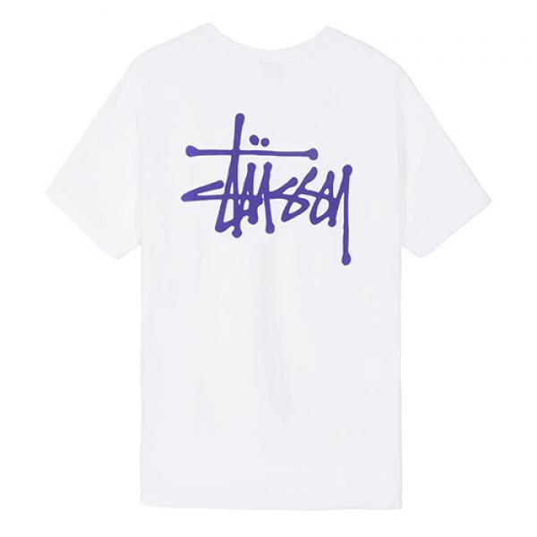 BASIC STUSSY TEE-WHITE(PURPLE)