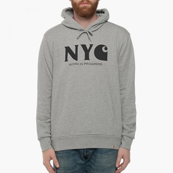 (I020203)HOODED NEW YORK CITY SWEATSHIRT-GRY/BLK