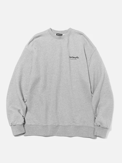 (MG1807CR06) BROKEN SKATEBOARD DRAWING CREWNECK GRAY