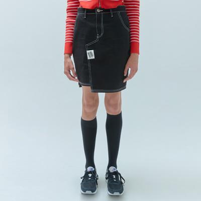 TAG POINT SKIRTS-BLACK DENIM